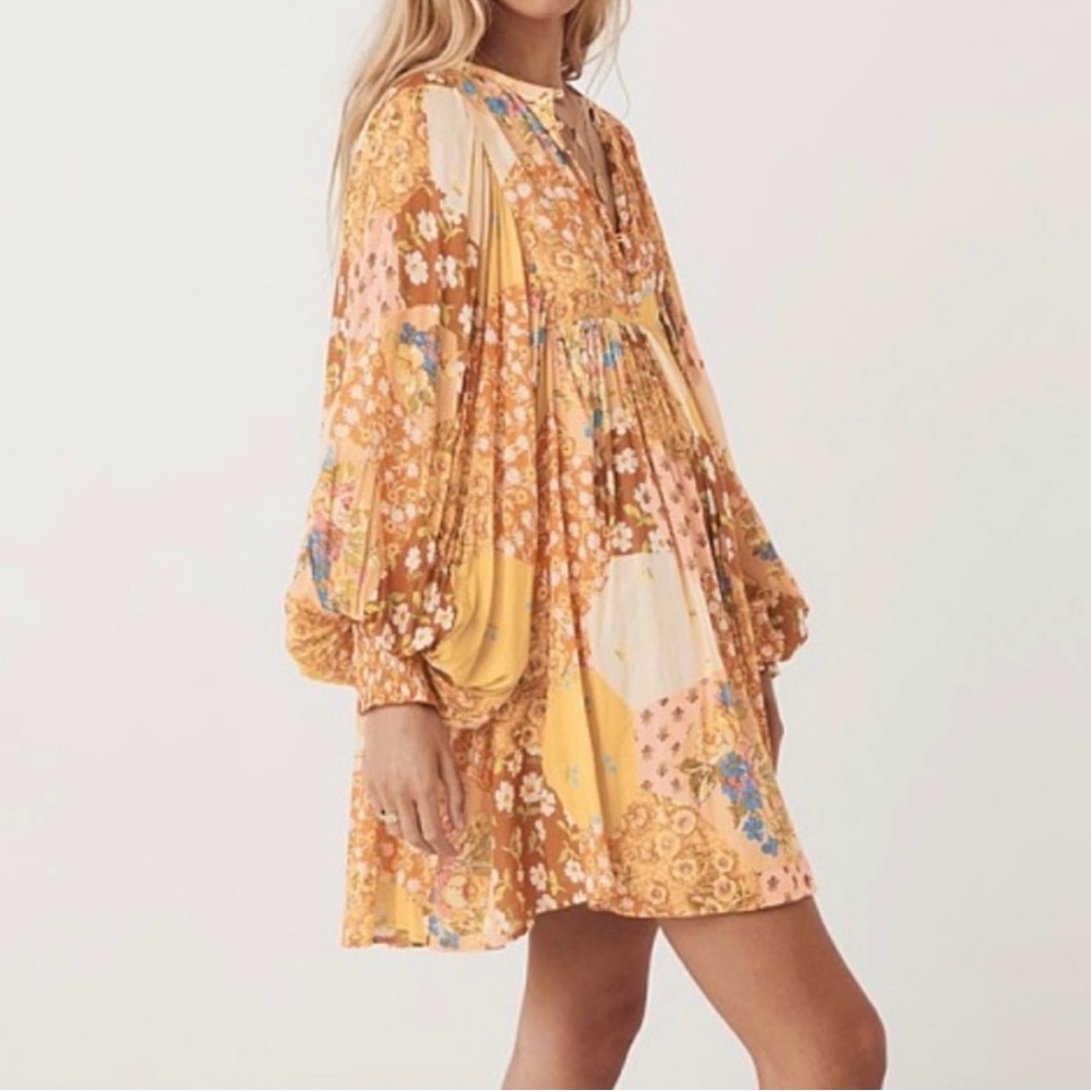Spell Floral Patchwork Mini Dress - Yellow and Pink